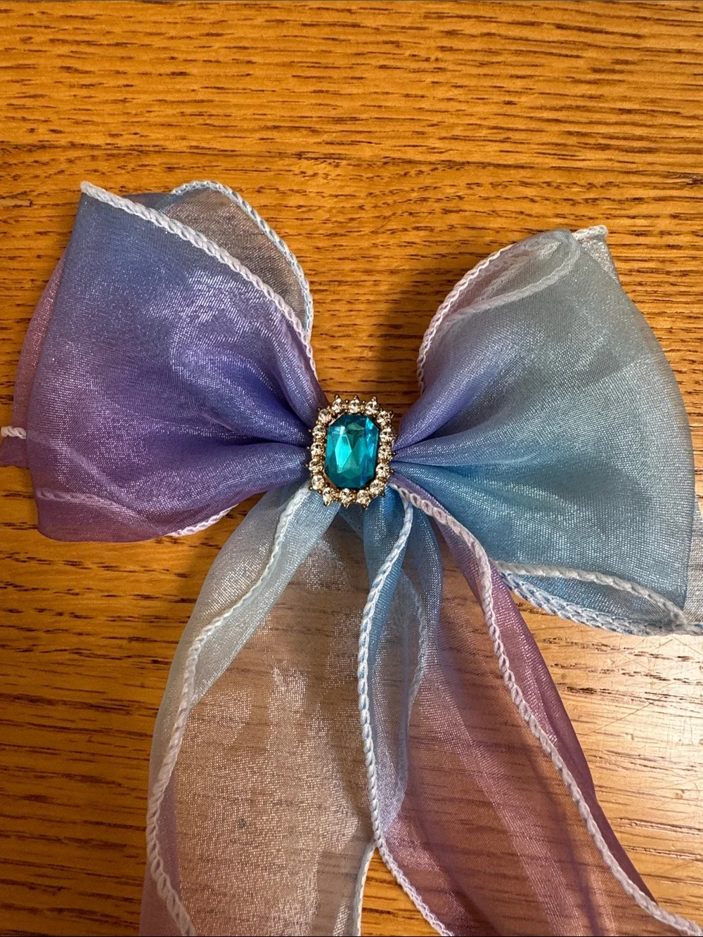 Sheer Ombre Ribbon Bow Hair Clip in Blue-Purple
